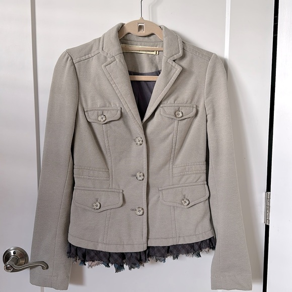 ANTHROPOLOGIE Salute to Ruffles Jacket Grey Blazer by Daughters of Liberation - Picture 3 of 8